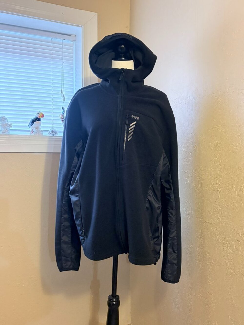 #27 Men's Helly Hansen Fleece Hybrid Hooded Jacket, Black, Size XXL